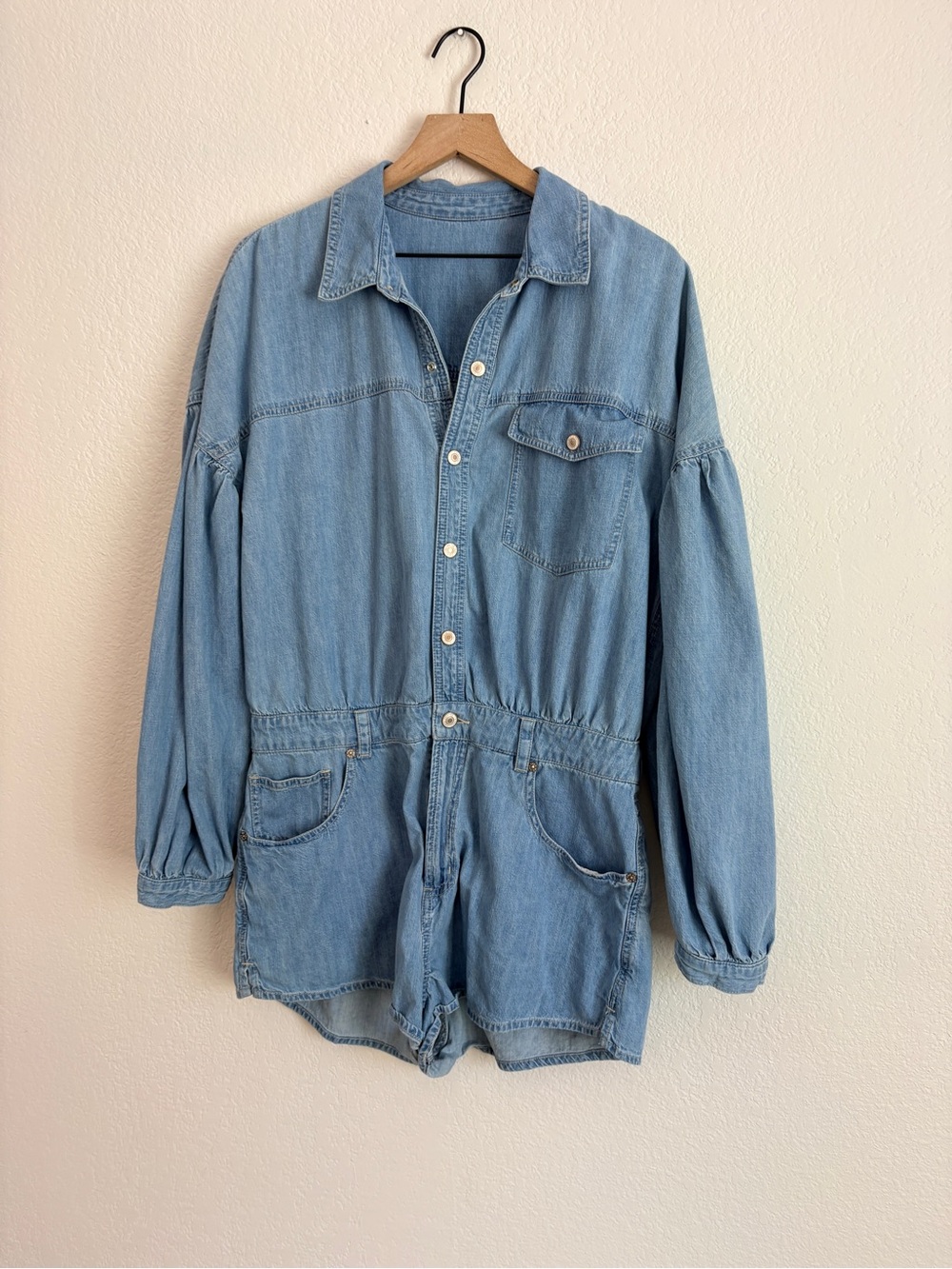 Free People Zodiac Chambray Denim One-Piece Romper - Picture 5 of 9